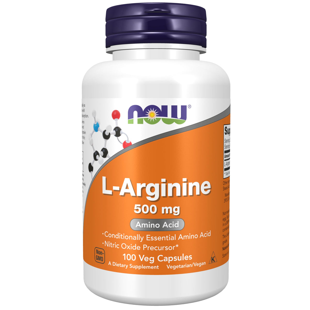 NOW L-Arginine 500mg Amino Acid 100 Vegetable Capsule 50servings