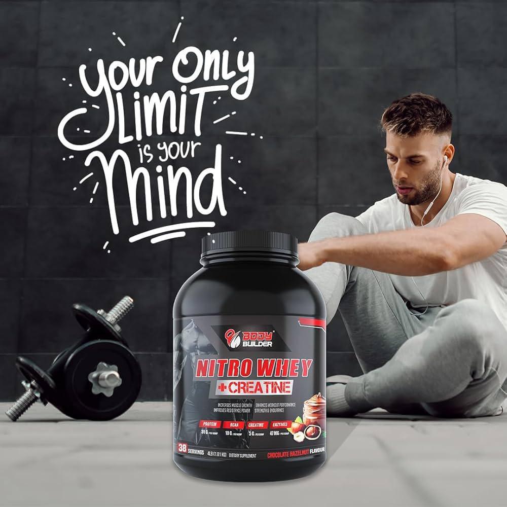 Body Builder Nitro Whey + Creatine, Chocolate, 4 LB, Lean Muscles Growth