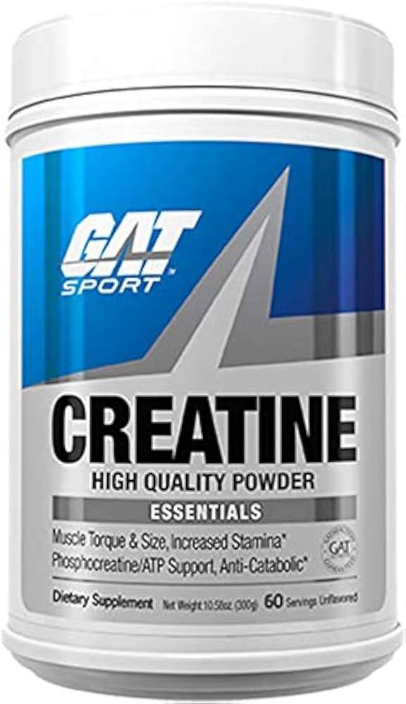 GAT SPORT Creatine Monohydrate 300g Powder, Strength, Brain Health, Anti-oxidant, Endurance Unflavored, 60 Servings