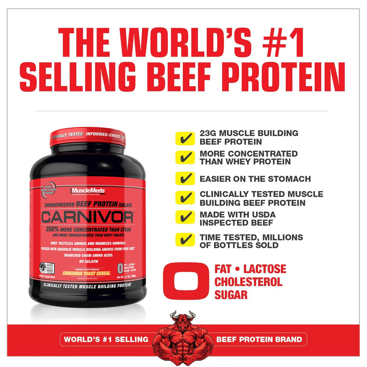 MuscleMeds CARNIVOR Beef Protein Isolate Powder 4.19lbs(1898.4g) 56servings