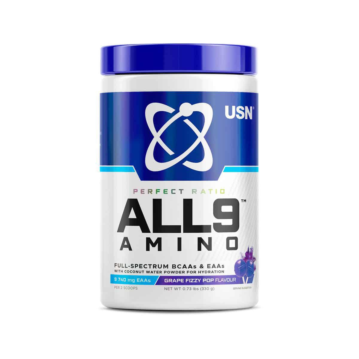 USN ALL9 Aminos Full-Spectrum Bcaas & Eaas 0.73lbs(330g) 30servings